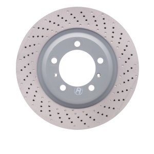 Porsche Boxster Brake Rotor (1) - Right Front - R1 Concepts - Drilled Carbon Alloy GeoMET - `12-`16